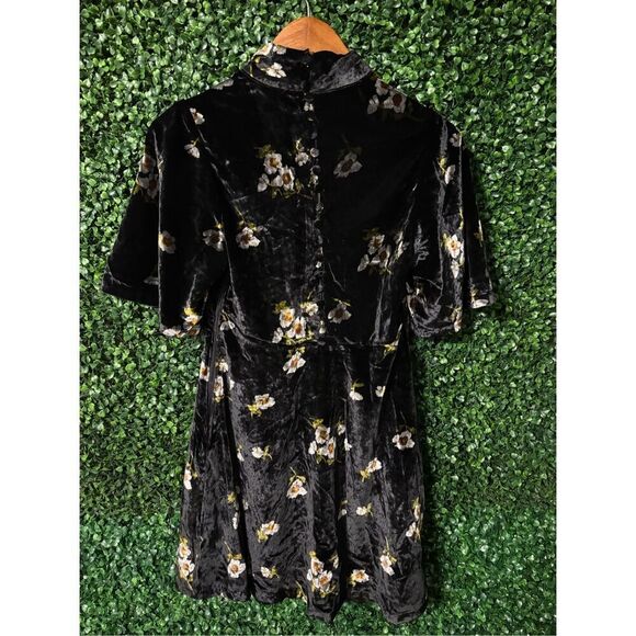 Free People Women Size 2 Black Be My Baby Velvet Mini Dress Mock Neck - Picture 5 of 7